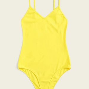 Neon Yellow Solid Cami Bodysuit